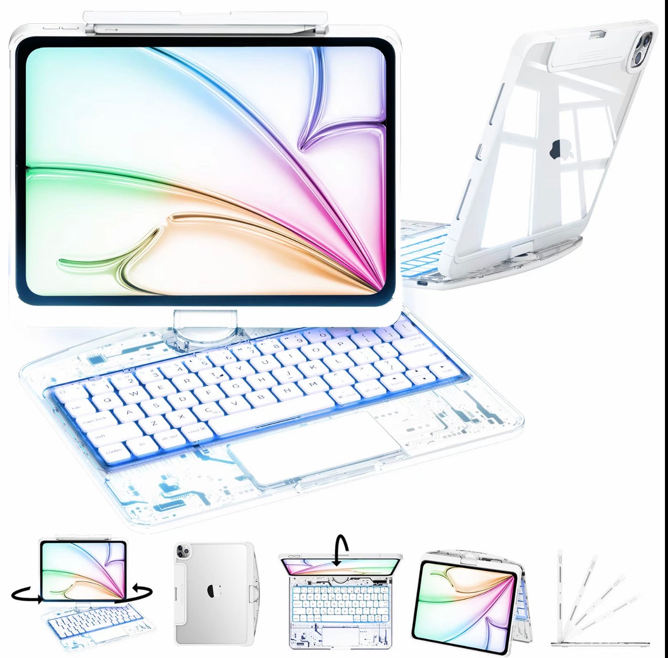 All-in-One Clear Keyboard Case for iPad Pro and iPad Air