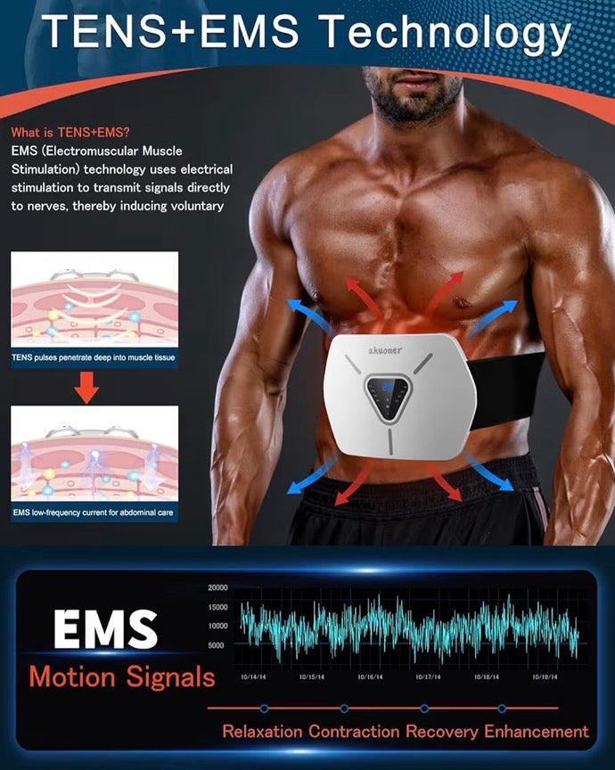 EMS 3D All-in-One ABS Trainer Muscle Stimulator 8 Modes 30 Levels