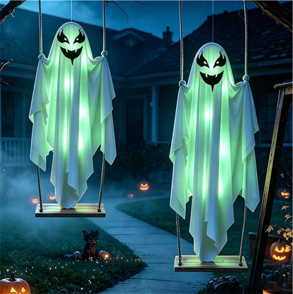 SNZ Halloween Ghost Swing Decorations – 2-Pack LED Ghosts with Timer | Minja Superstore