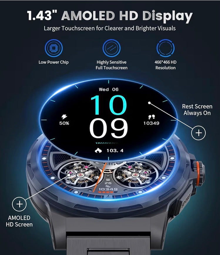 LIGE Smart Watch for Men 1.43 AMOLED Bluetooth Calling 110+ Sports