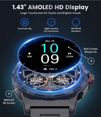 LIGE Smart Watch for Men 1.43 AMOLED Bluetooth Calling 110+ Sports
