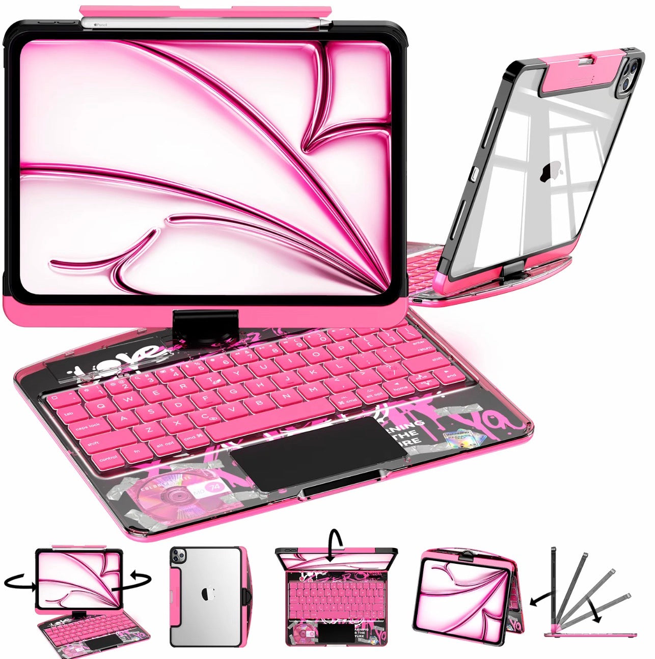 All-in-One Clear Keyboard Case for iPad Pro and iPad Air