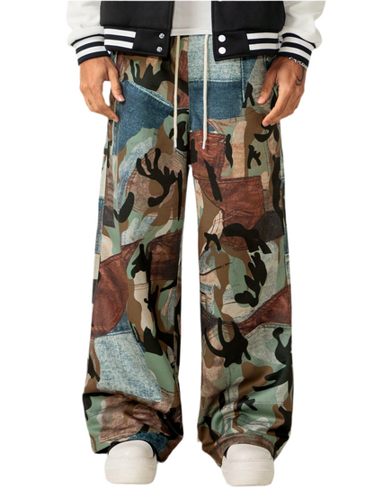 EMRG Men’s Casual Camouflage Print Drawstring Waist Pants