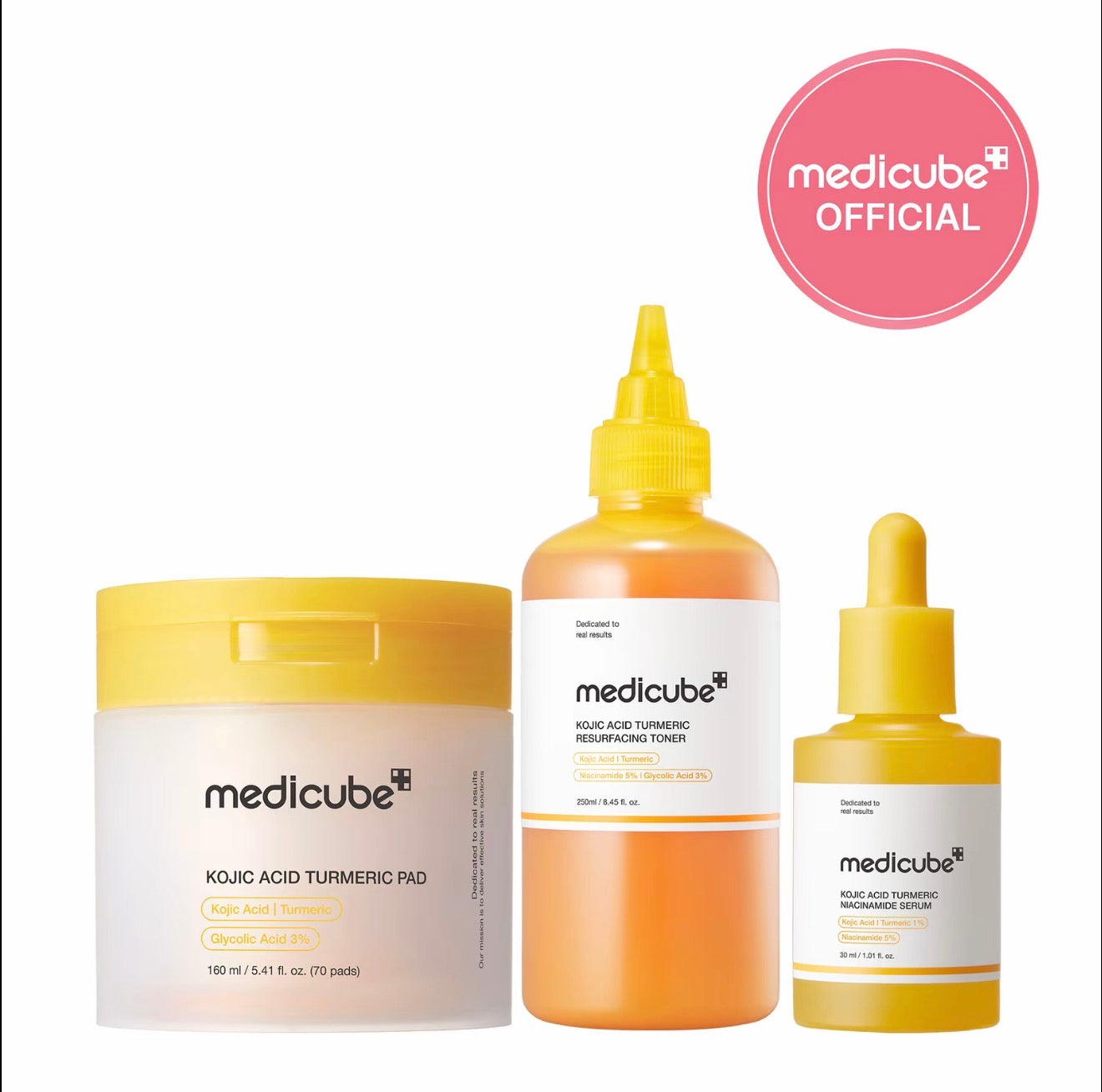 medicube Kojic Acid Turmeric Power Trio Toner Pads Toner Serum Skincare Set