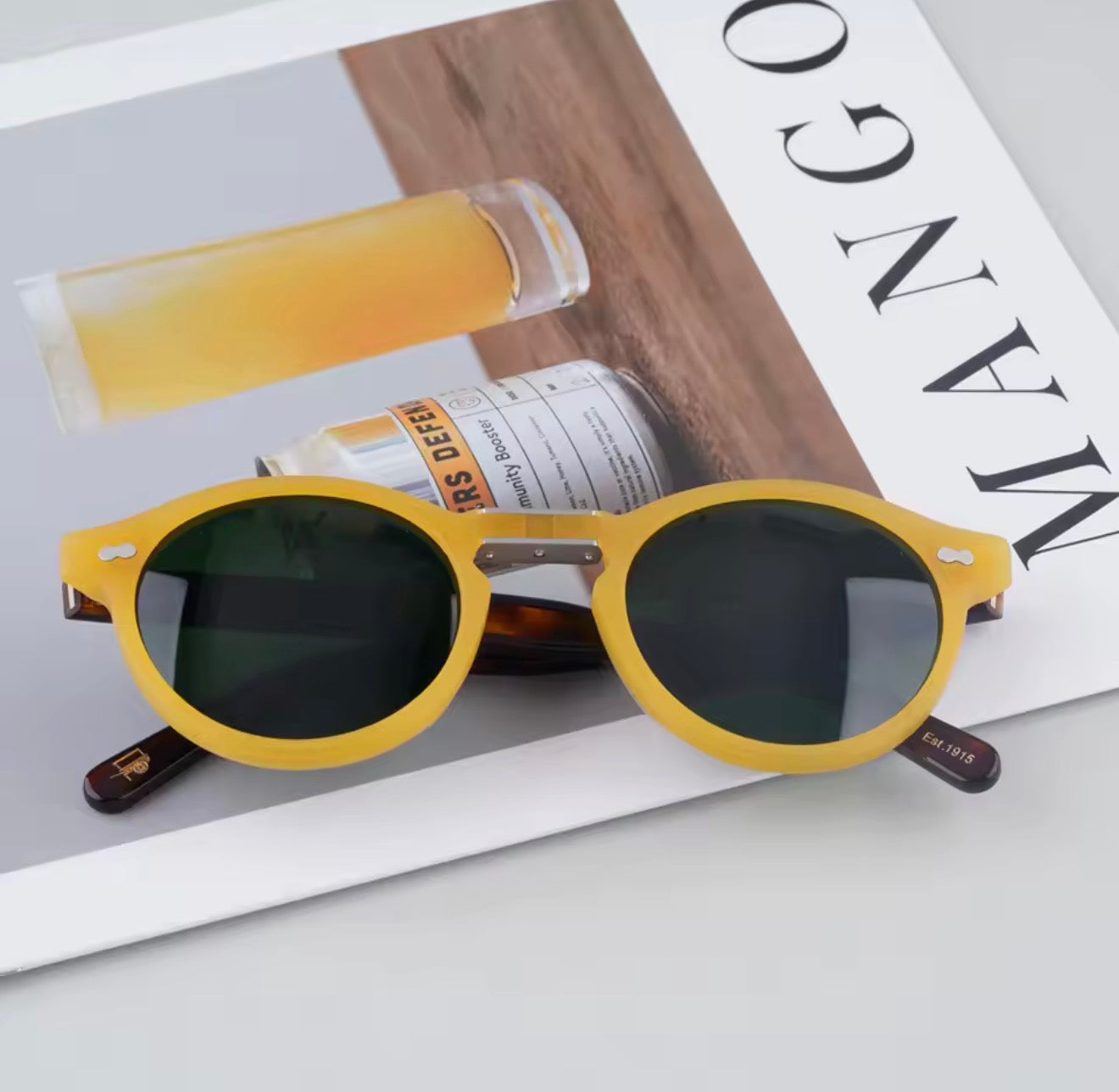 FOLD Round Acetate Foldable Sunglasses for Men and Women High Quality UV400 Outdoor Optical Prescription Classical Eyeglasses