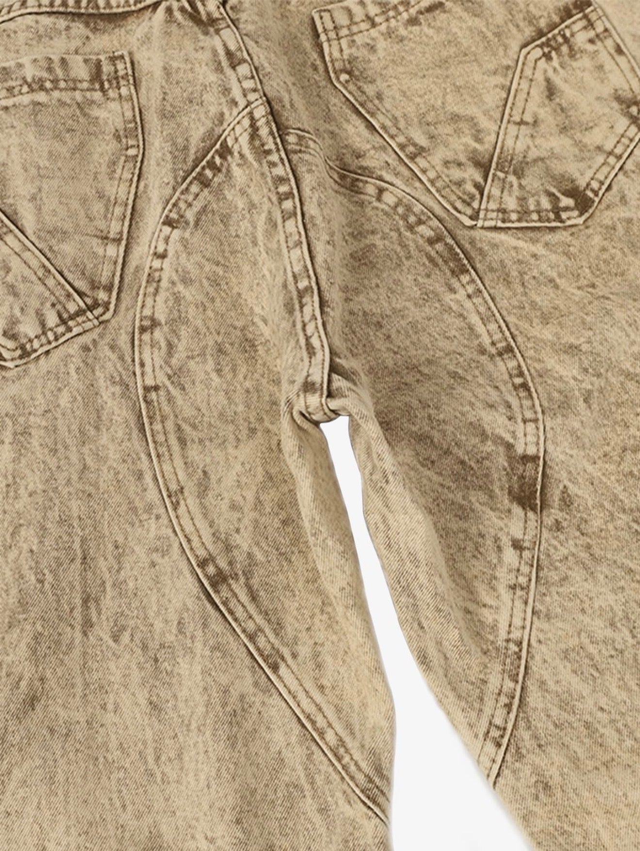 DISTRESSED RAW-EDGE PANEL SCULPTED WIDE-LEG JEANS