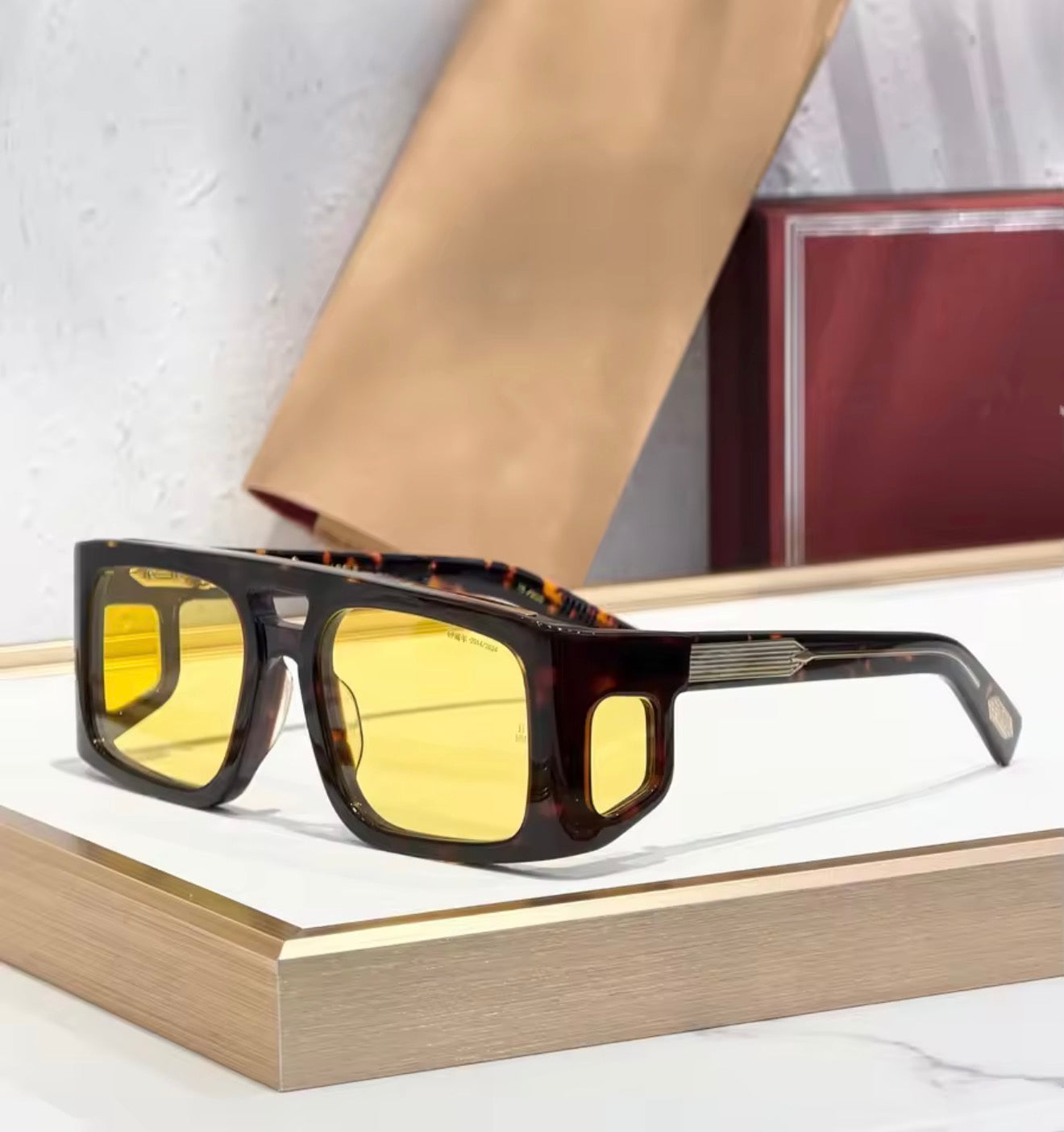 JMM-WINDSOR Rectangular Sunglasses Thick Acetate Double Bridge High Quality UV400 Gift Men Women