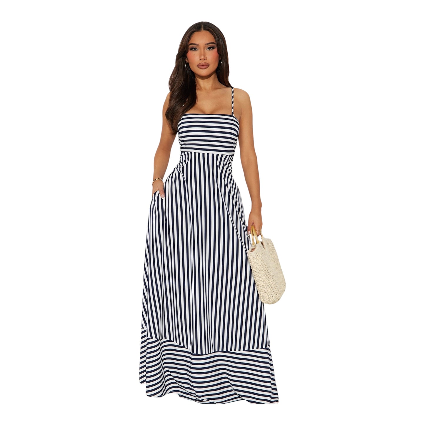 Anne Striped Maxi Dress Navy