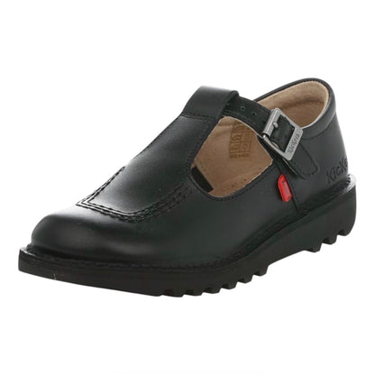 Kickers Girls’ Kick T Bar Black School Shoes