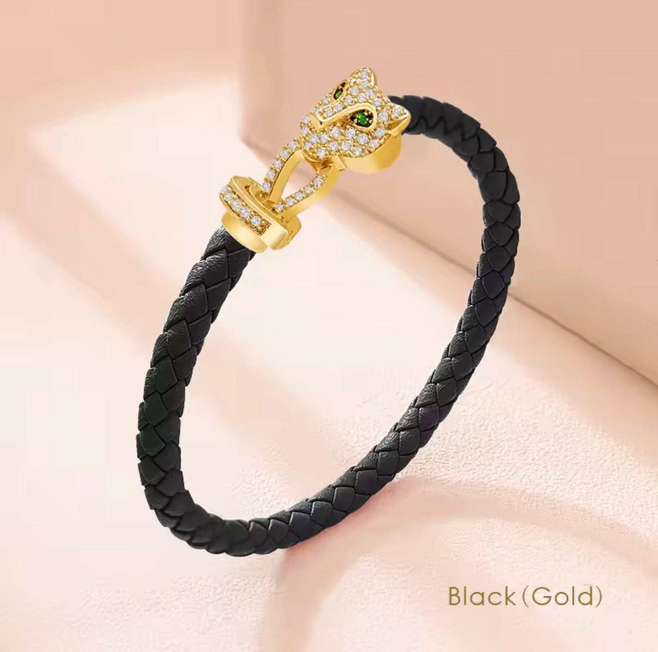 MOONLIGHT Classic Design Exquisite Cheetah Zircon Bracelet for Women Braided Leather Bracelet Quality Banquet Couples Gift