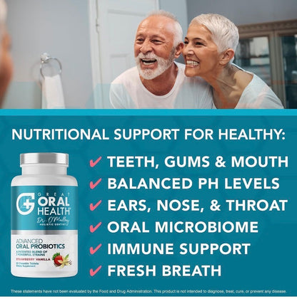 Oral Probiotics for Bad Breath Adults 7 Strain 60 Tablets Strawberry Vanilla