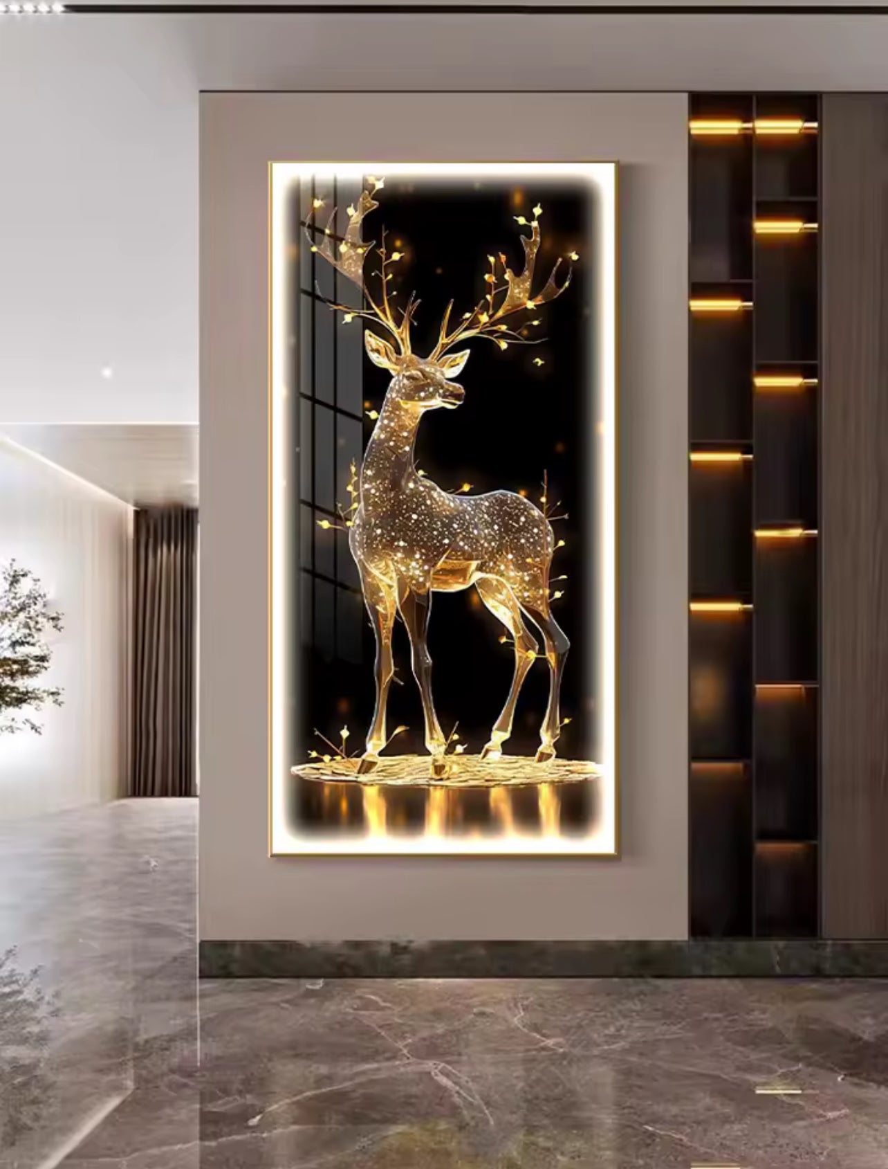 Deer LED Crystal Porcelain Wall Lamp – Artistic Wall Light for Interior Elegance
