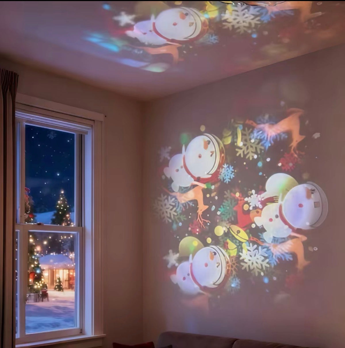 LED Christmas Snowflake Projector Light Moving Outdoor Indoor Decoration