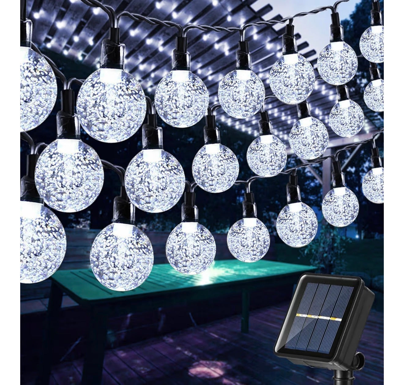 Solar Garden String Lights 100 LED Crystal Ball Fairy Lights 17m