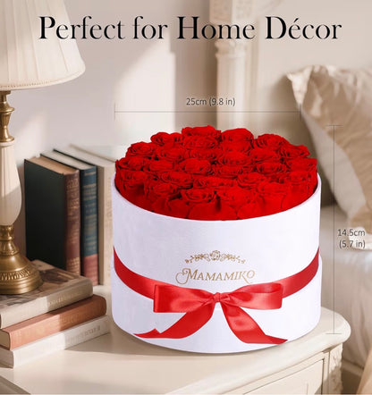27 Preserved Roses in Suede Box - Eternal Red Rose for Her, Fresh Forever Flowers Gifts for Woman Wife Girlfriend on Valentine's Day, Birthday, Anniversary, Mother's Day