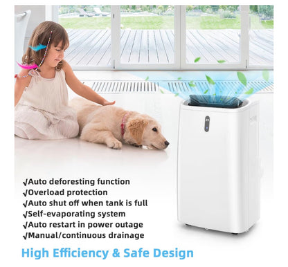 TANGZON 5-in-1 Portable Air Conditioner 12000 BTU, Mobile Air Conditioning Unit, Heater, Dehumidifier, 3 Speeds Fan with Sleep Mode, Remote Control, 24H Timer, Digital Display & Window Kit, AC Unit