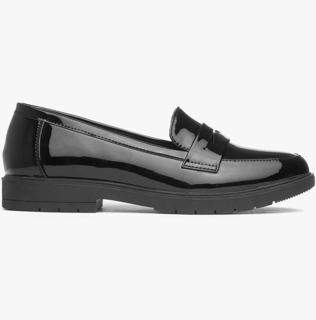 Lilley Women’s Black Patent Slip-On Loafer Shoes