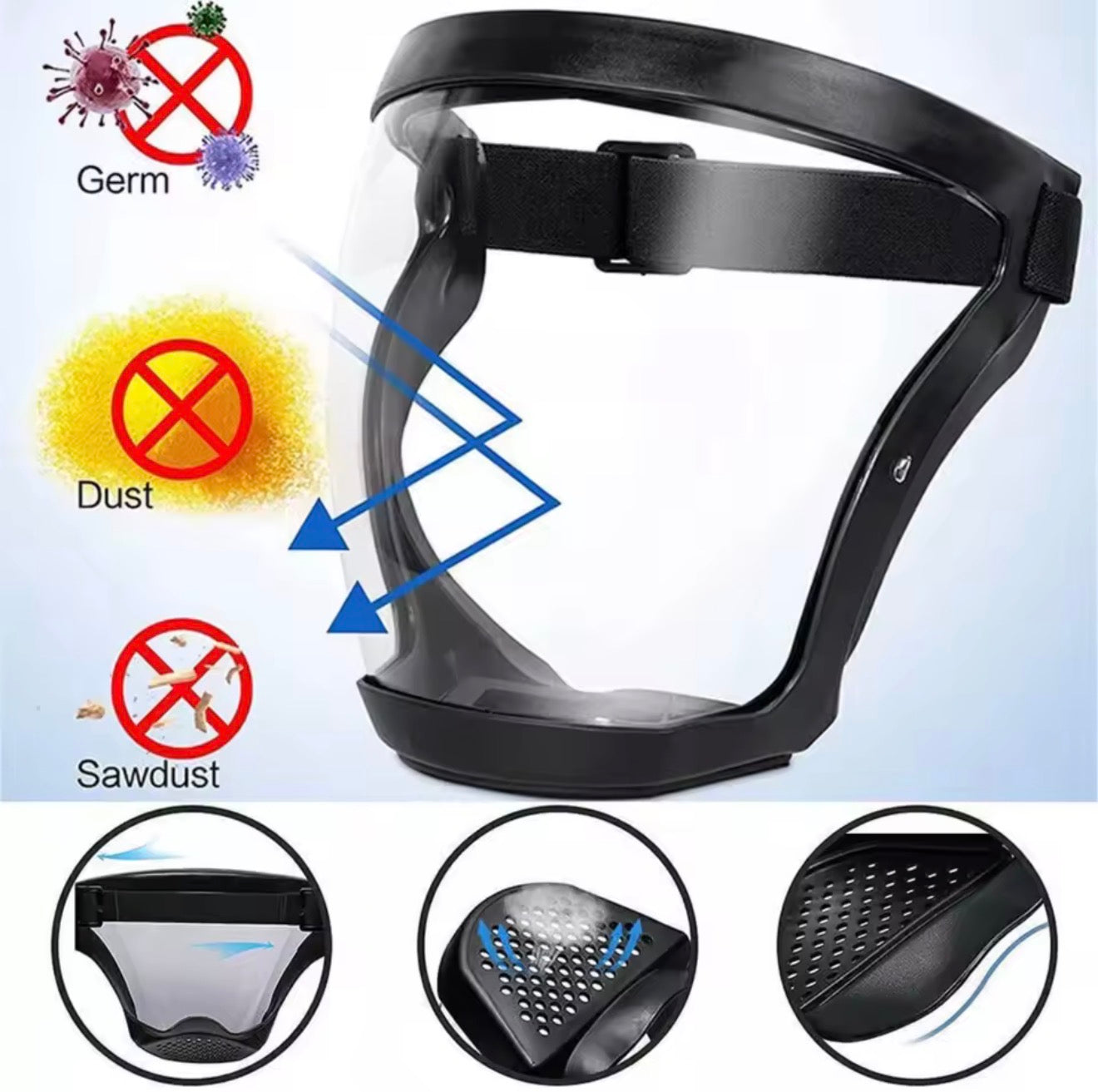 Full Face Super Protective Mask Anti-Fog Shield Safety Transparent  Cover