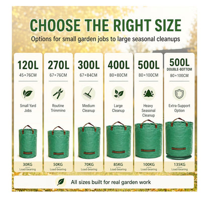 Singwow 500L Garden Waste Bags 2 Pack Heavy Duty Reusable Sacks