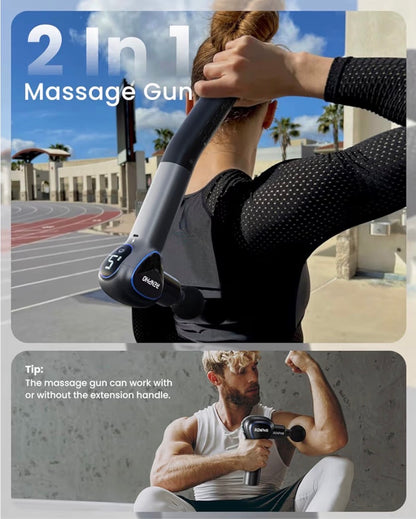 RENPHO Reach Mini Massage Gun with Extension Handle & 4 Heads