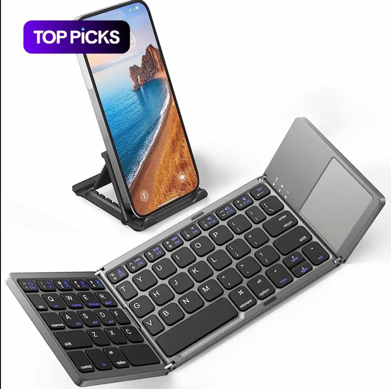Ultra-Thin Foldable Bluetooth Keyboard for Tablets and Phones
