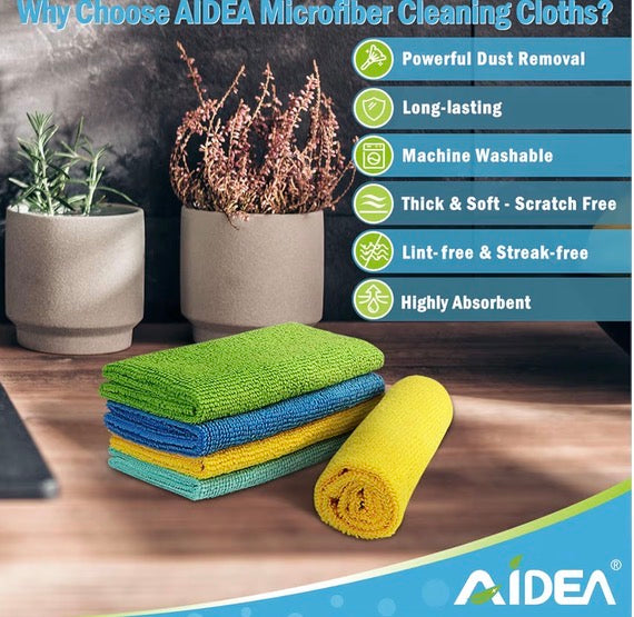 AIDEA Microfibre Cleaning Cloths 8 Pack