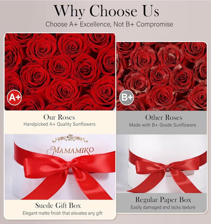 27 Preserved Roses in Suede Box - Eternal Red Rose for Her, Fresh Forever Flowers Gifts for Woman Wife Girlfriend on Valentine's Day, Birthday, Anniversary, Mother's Day