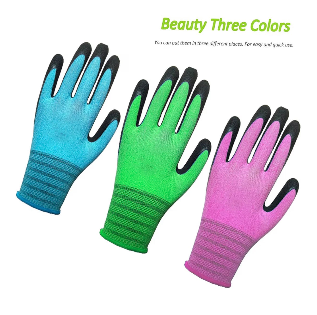 3 Pairs Gardening Gloves Superior Grip Durable Breathable Work Gloves