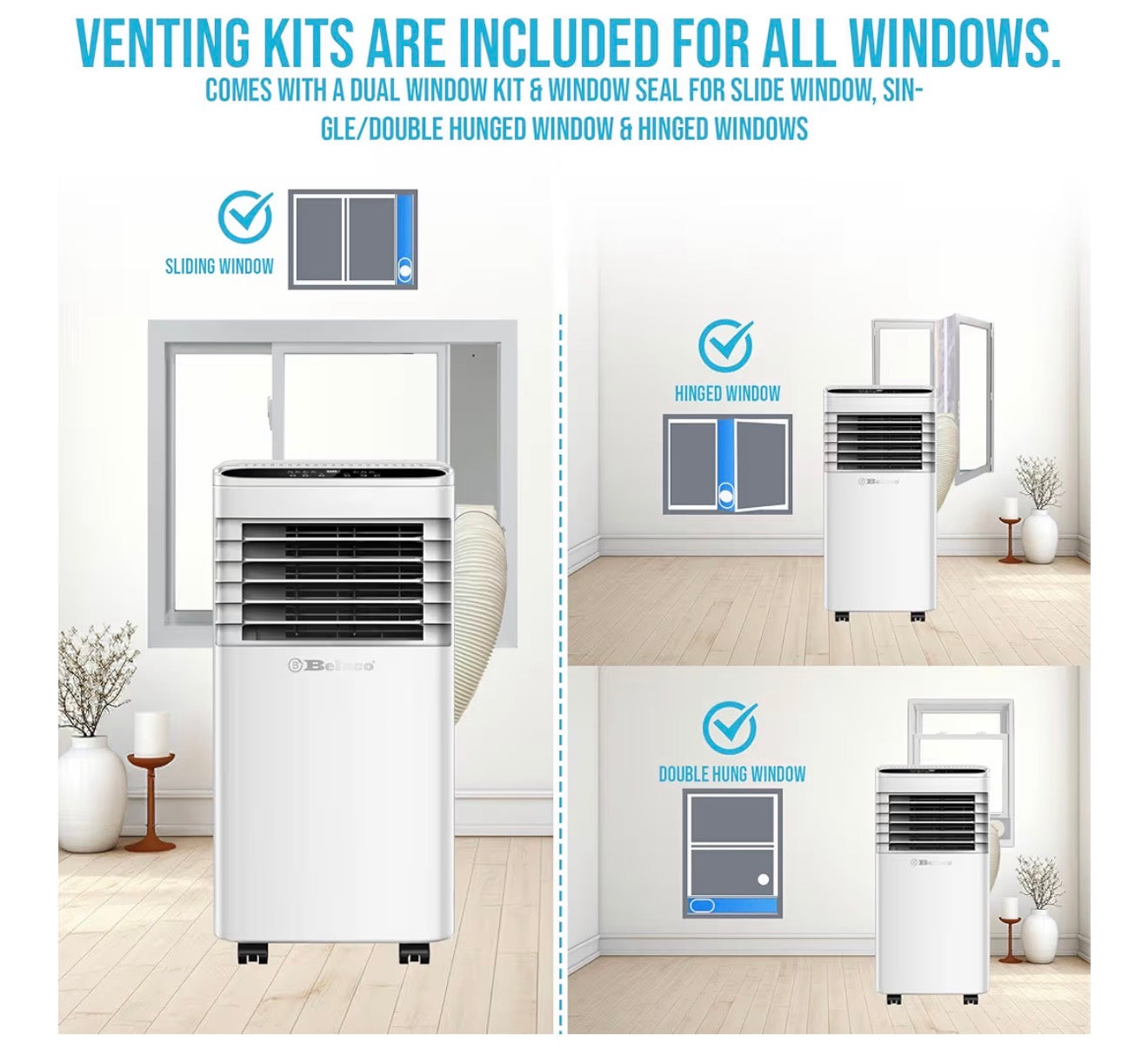 9000 BTU Portable Air Conditioner 4 in 1 with Dehumidifier, Fan, Sleep Mode and Remote Control
