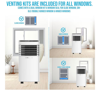 9000 BTU Portable Air Conditioner 4 in 1 with Dehumidifier, Fan, Sleep Mode and Remote Control