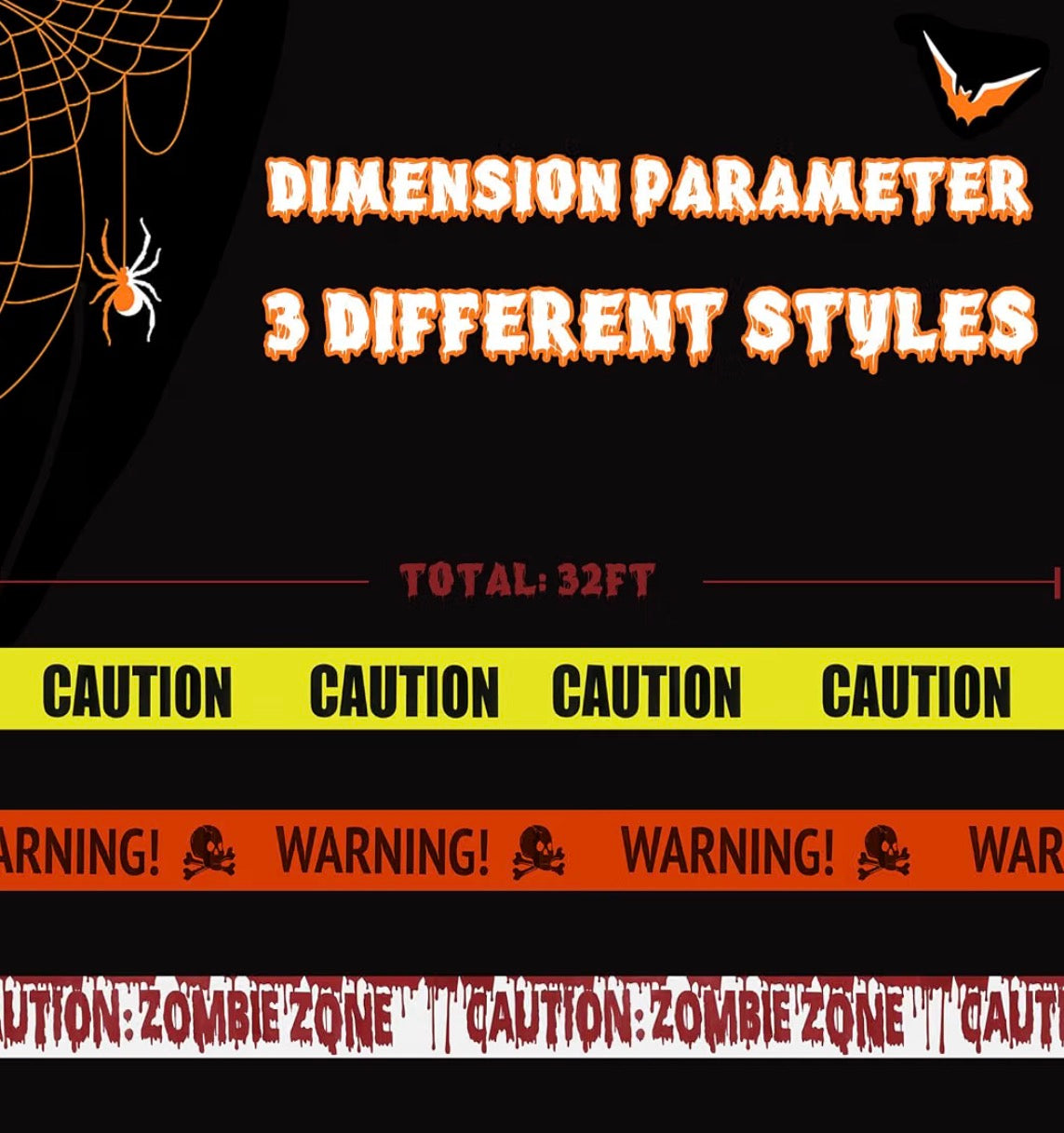 Jsdoin 30m Halloween Caution Tape | Yellow Hazard Decor