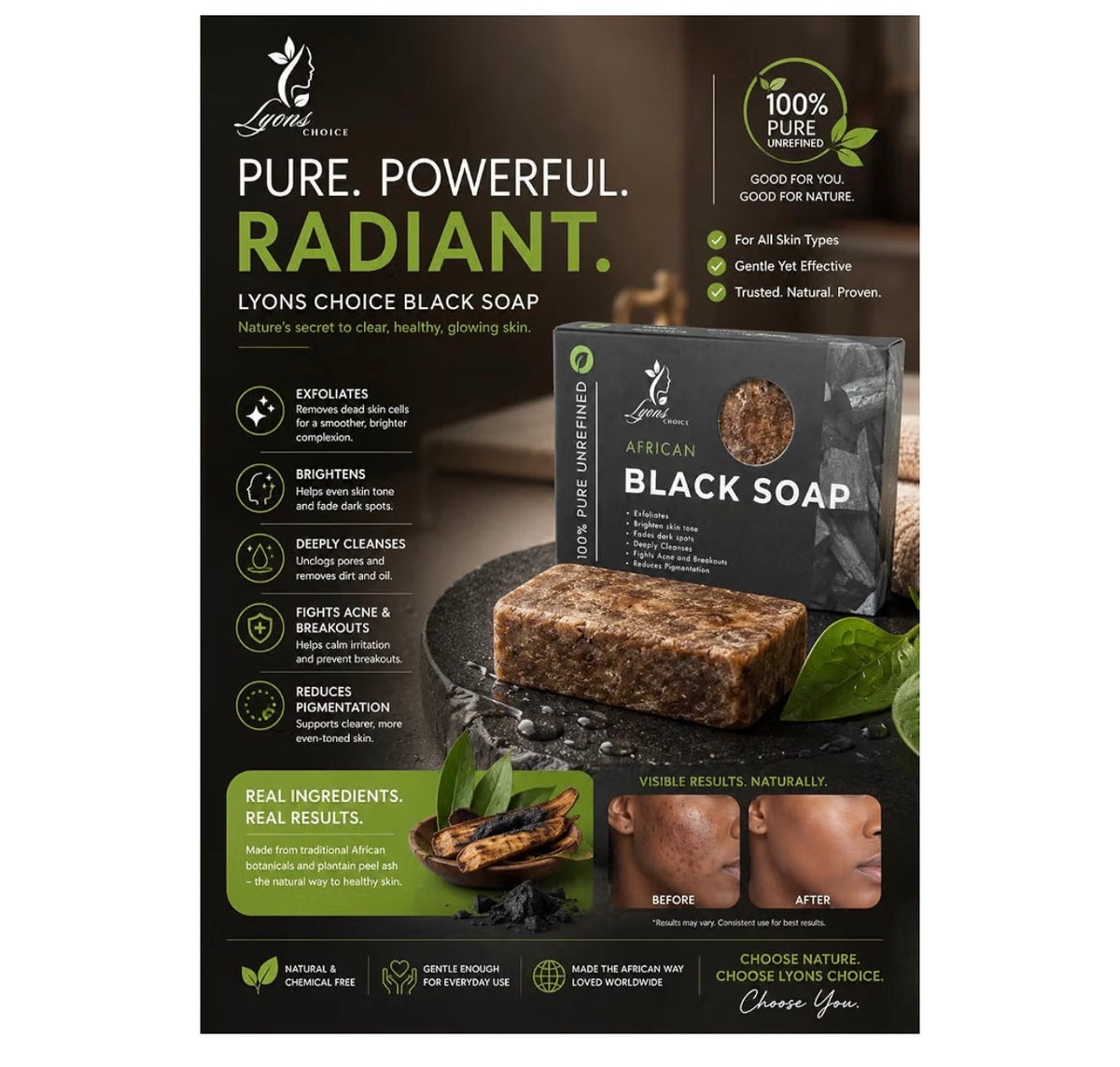 African Black Soap 150g | Raw Unrefined Ghanaian Natural Soap