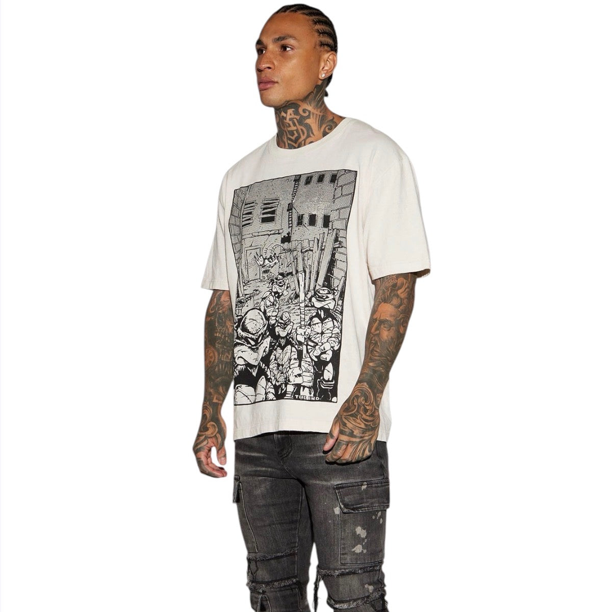 Side Snap Cargo Stacked Skinny Flare Jeans Black Wash
