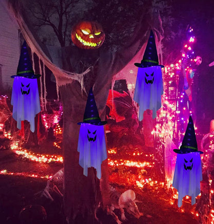 Jsdoin Light-Up Hanging Halloween Ghost | Grim Reaper Skull Decoration