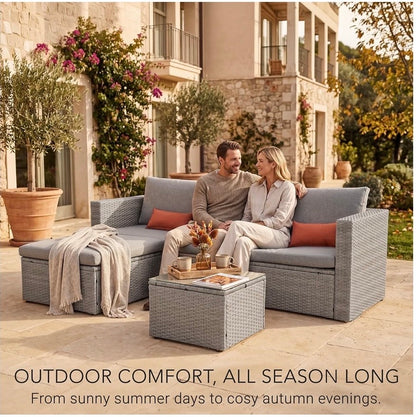 EVRE Malibu Rattan Garden Furniture Set with 3 Seater Sofa & Coffee Table