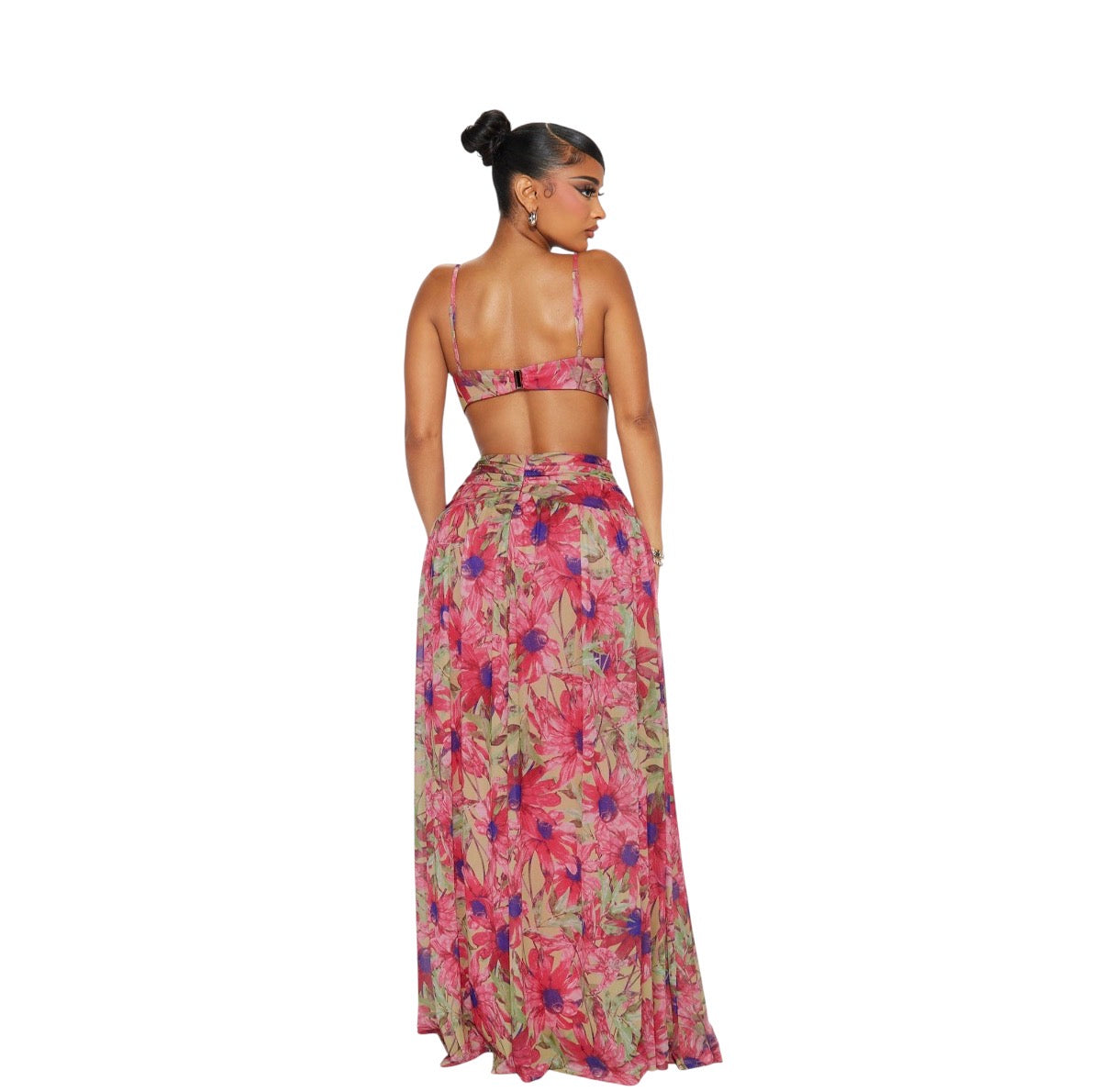 Fruitful Mesh Maxi Dress Fuchsia