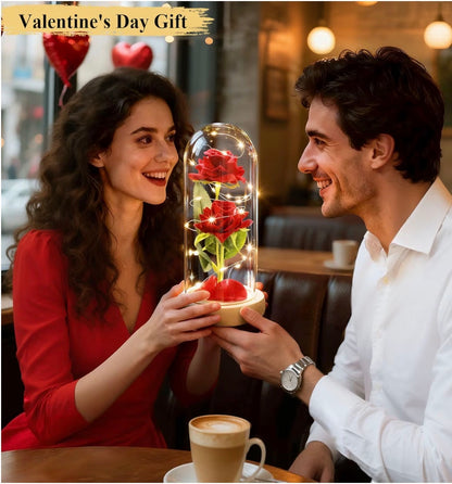 ADAZ Galaxy Rose Gift for Her,Light Up Rose Flowers for Women/Wife/Mother/Girlfriend,Artificial Flower Rose in Glass Dome Present for Valentines Day,Christmas,Birthday,Anniversary