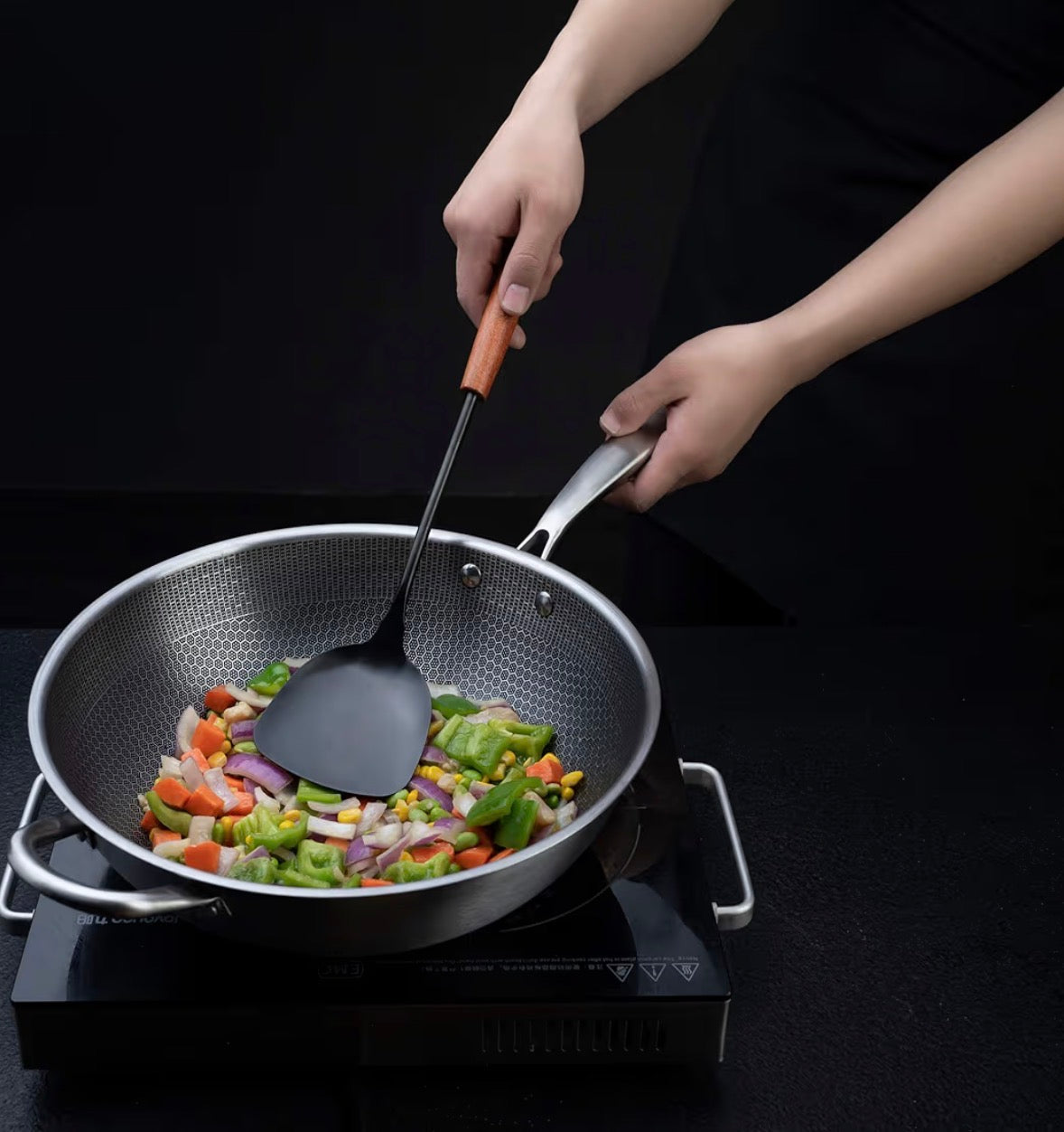 Spatula & Ladle Wok Tool Set, 14.2-15 inches wok utensils, Stainless Steel wok spatula