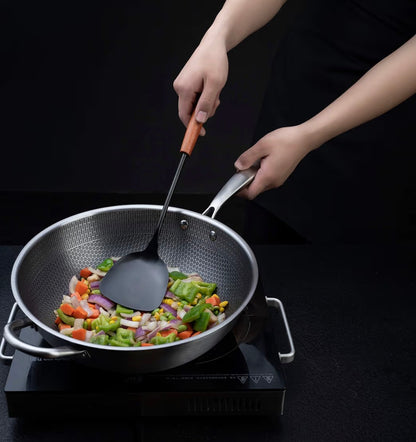 Spatula & Ladle Wok Tool Set, 14.2-15 inches wok utensils, Stainless Steel wok spatula