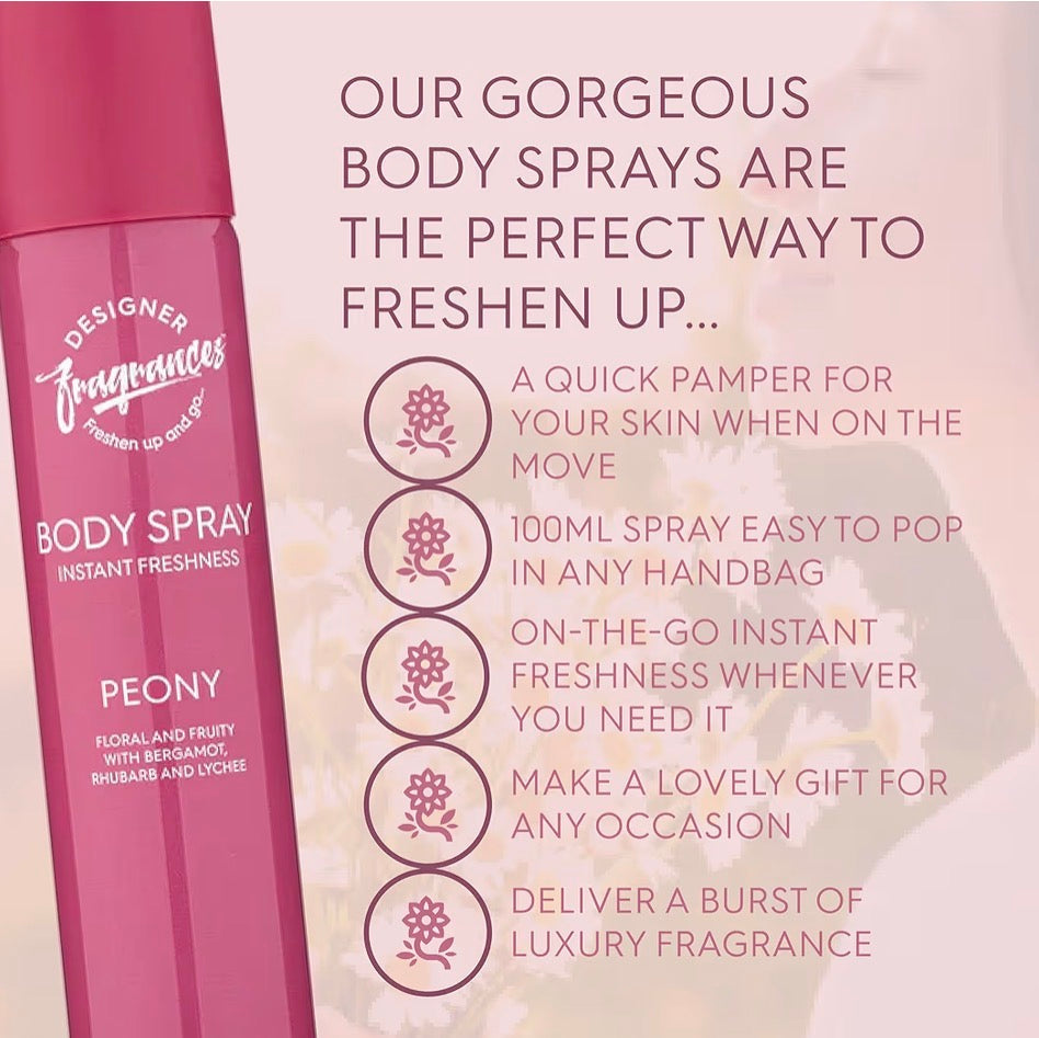 Designer Fragrances 6 Pack Women’s Body Spray Assorted Aromas 100ml UK