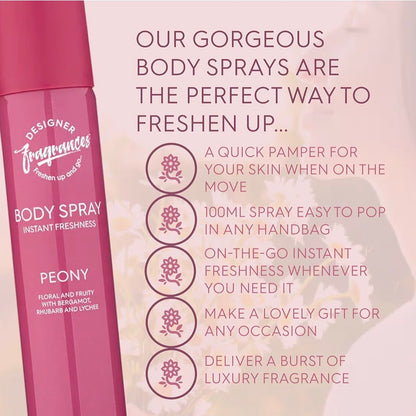 Designer Fragrances 6 Pack Women’s Body Spray Assorted Aromas 100ml UK