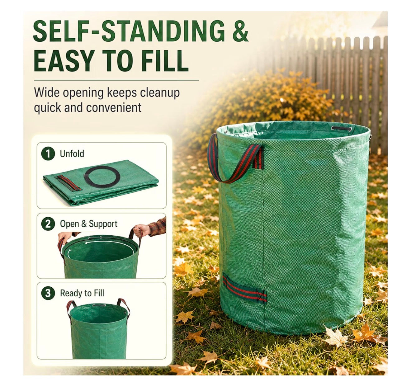 Singwow 500L Garden Waste Bags 2 Pack Heavy Duty Reusable Sacks