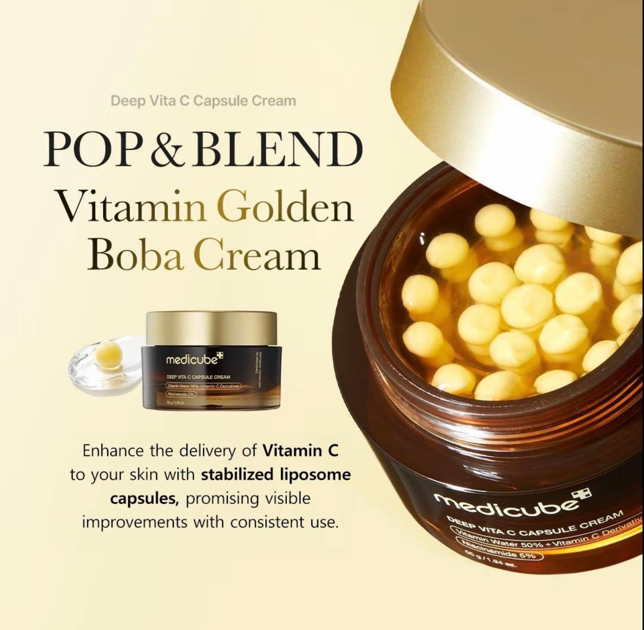 medicube Deep Vita C Capsule Cream Golden Boba Vitamin Cream