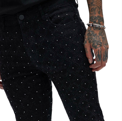Be Jeweled Stacked Skinny Flare Jeans Black