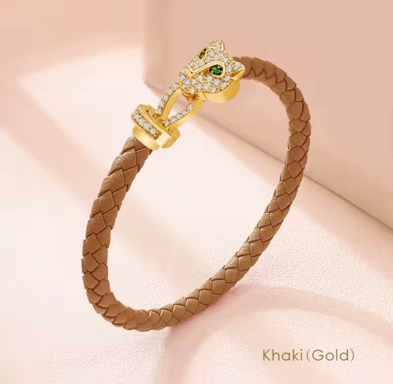 MOONLIGHT Classic Design Exquisite Cheetah Zircon Bracelet for Women Braided Leather Bracelet Quality Banquet Couples Gift