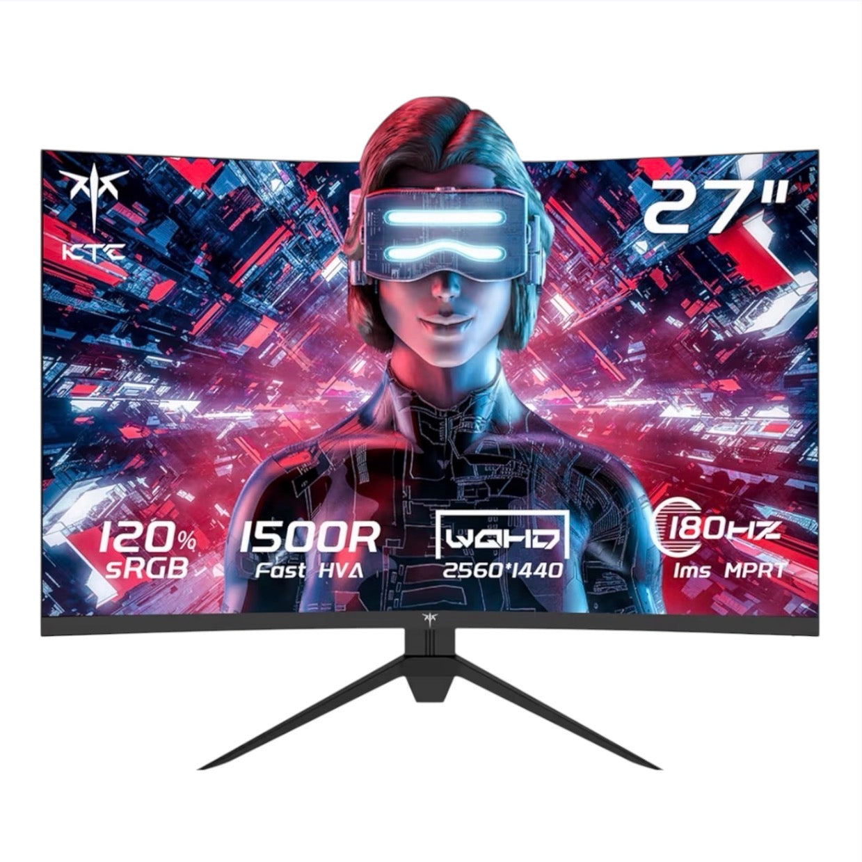 KTC 27-Inch QHD Curved Gaming Monitor 1440P 180Hz 1ms HDR10