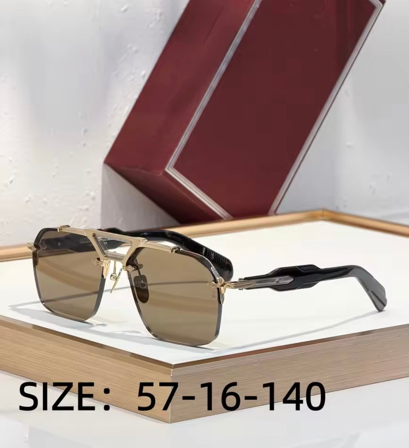 Square Sunglasses Double Titanium Frame Refined Business Style High Quality UV400 Unisex Gift