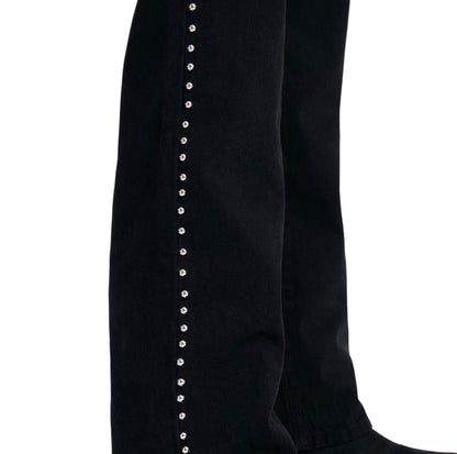 Stacked Slim Flare Iron Outlaw Slit Jeans Black