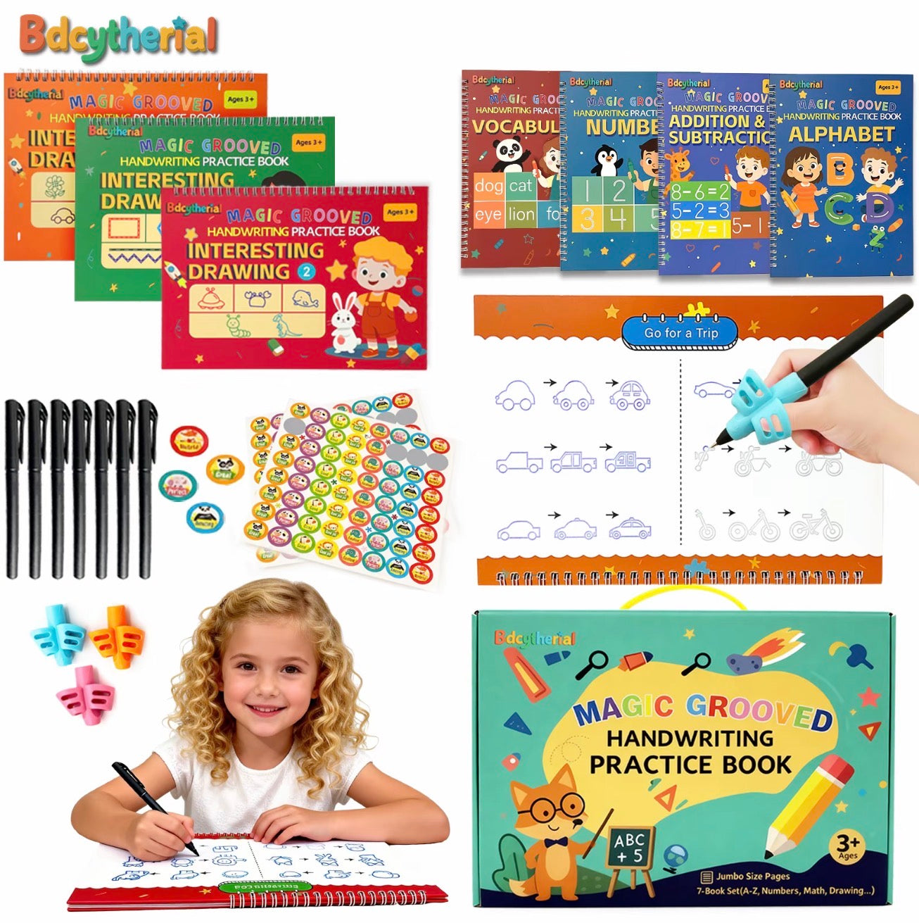 Magic Groove 7 Book Reusable Handwriting Practice Set for Kids