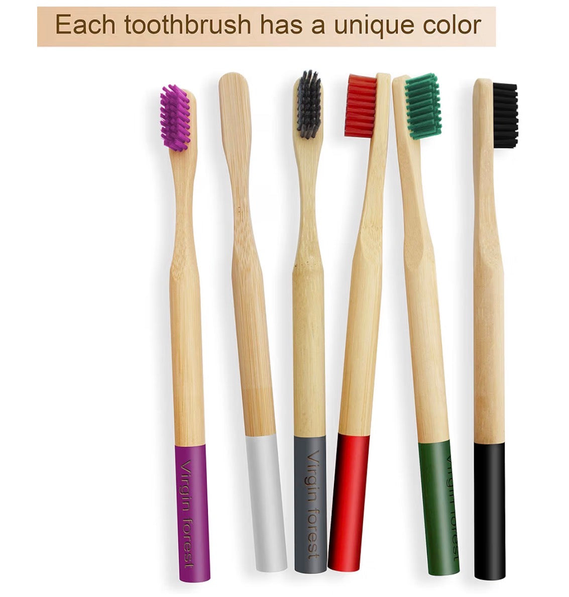 Virgin Forest Bamboo Toothbrush 6 Pack Biodegradable BPA Free